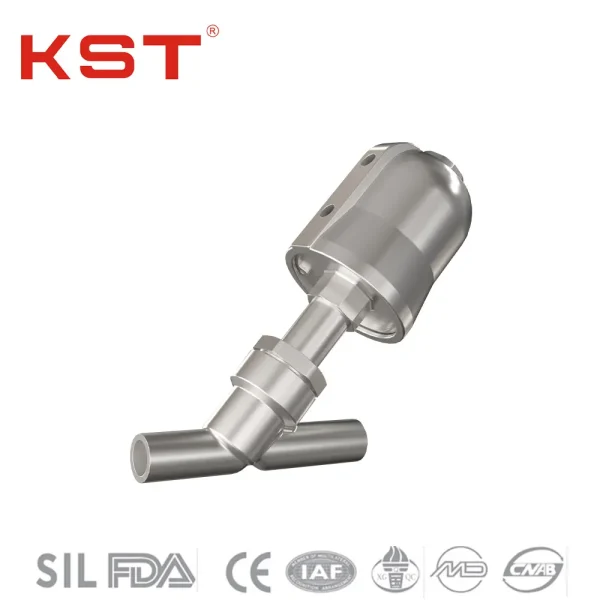 pneumatic welded angle seat valve